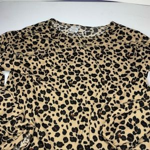 Moda light leopard print sweater drop sleeves balloon